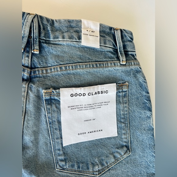 Good American Good Classic High Rise Distressed Jeans, Indigo - Size 27 - Picture 9 of 12